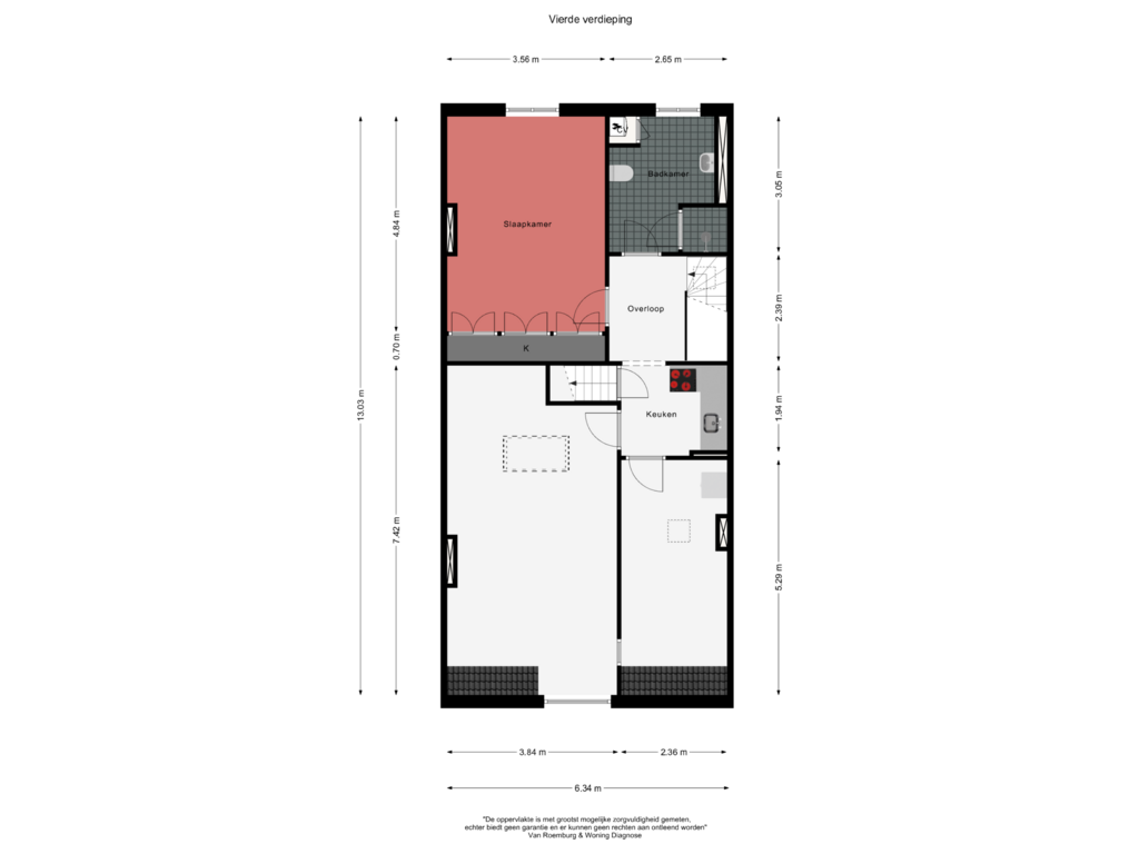 View floorplan of Vierde verdieping of Van Baerlestraat 142-2