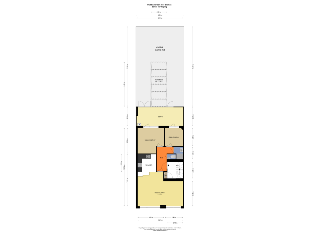 View floorplan of EERSTE VERDIEPING of Ouddiemerlaan 24-I