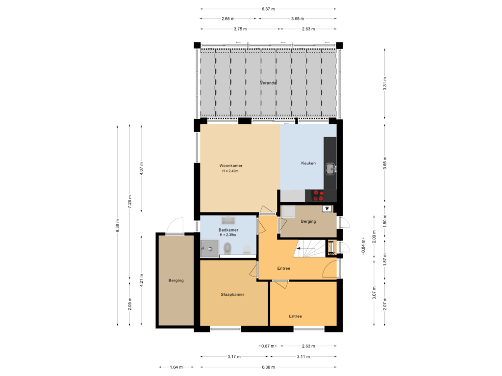 Bekijk plattegrond van Begane grond van Droge Wijmersweg 5-053