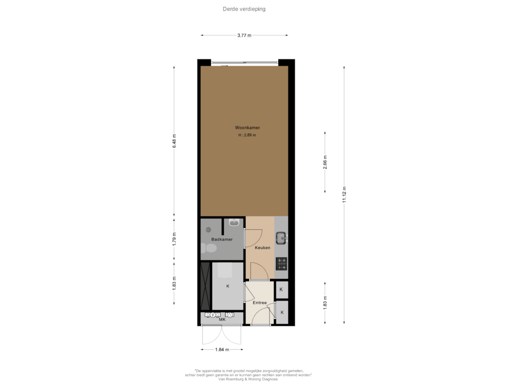 View floorplan of Derde verdieping of Gustav Mahlerlaan 11-F