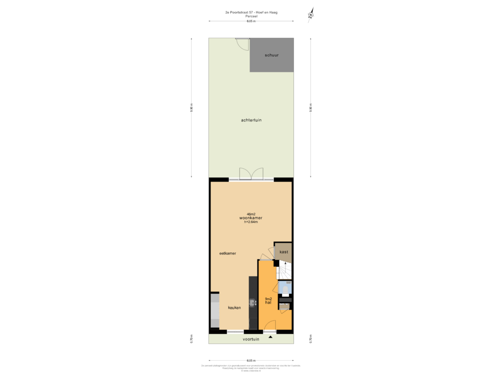 Bekijk plattegrond van PERCEEL van 2de Poortstraat 57