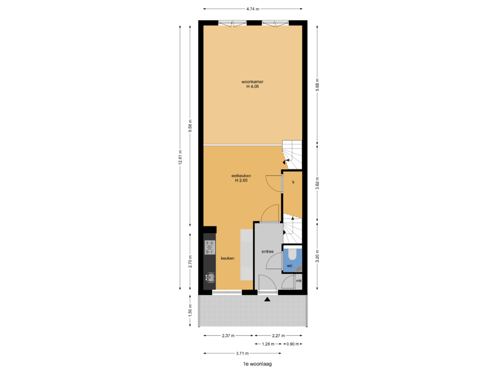 Bekijk plattegrond van 1e woonlaag van Johan de Wittstraat 73