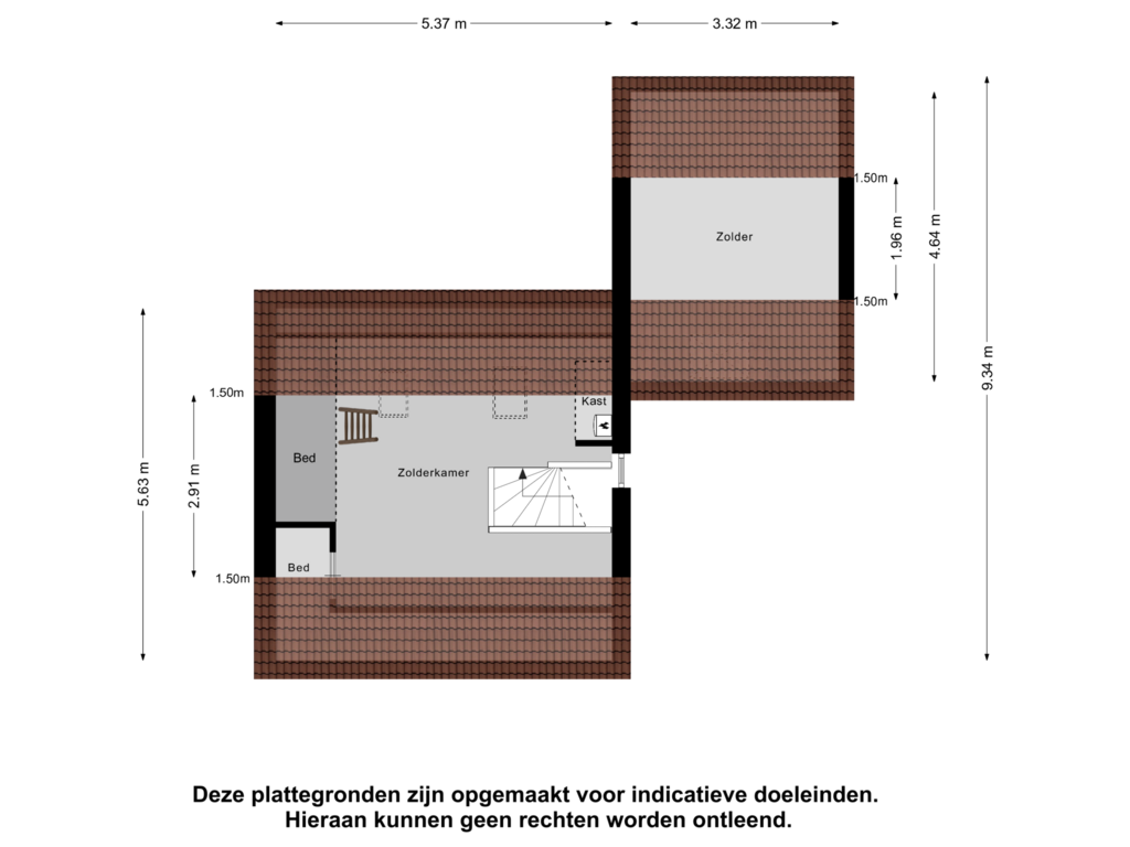 View floorplan of Zolder of Duifkruid 27