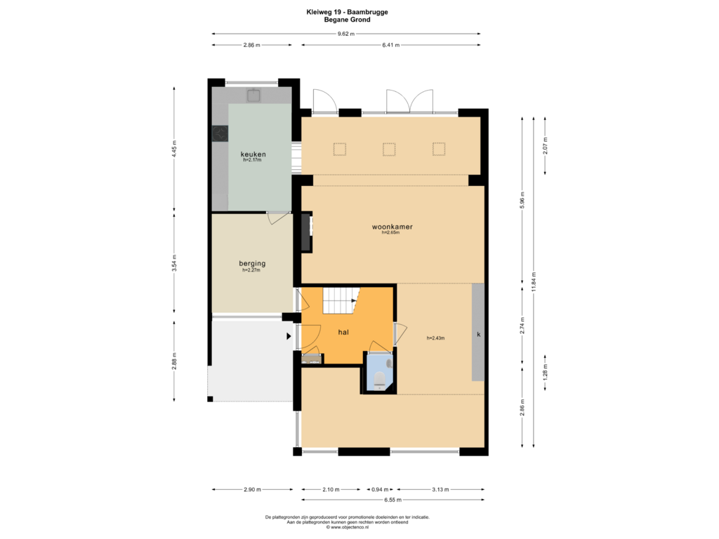 View floorplan of BEGANE GROND of Kleiweg 19