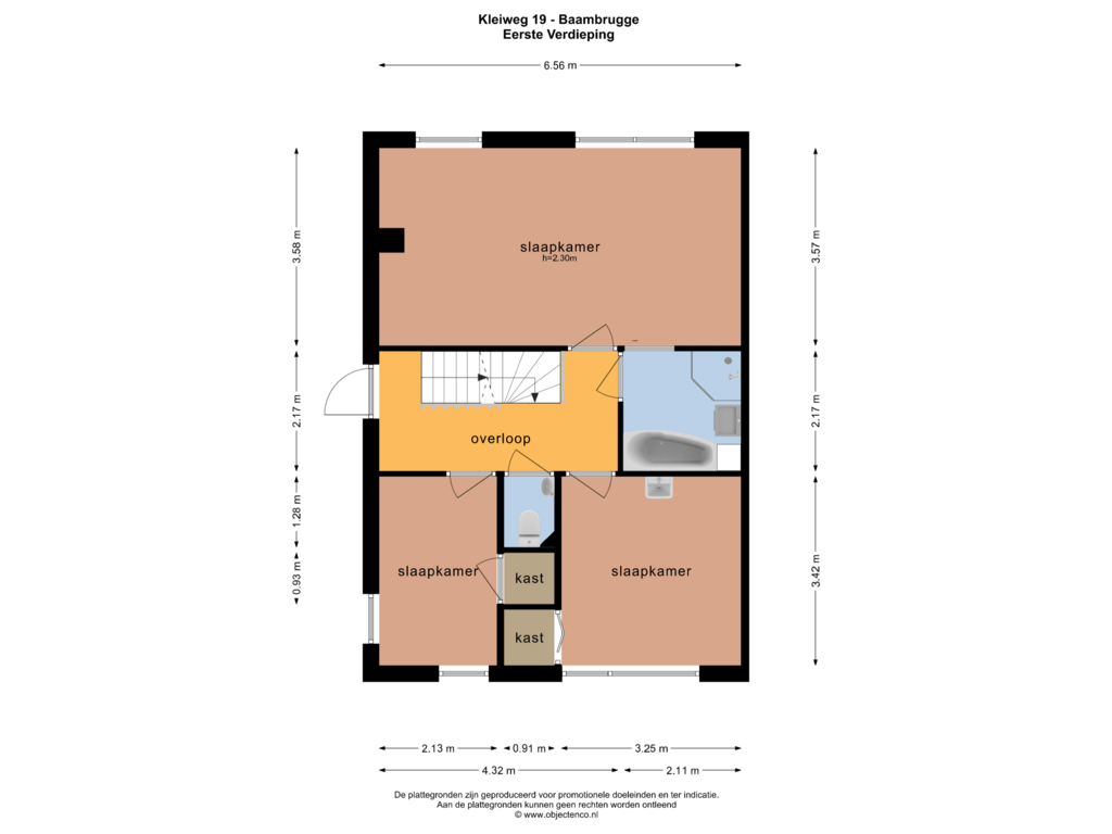 View floorplan of EERSTE VERDIEPING of Kleiweg 19