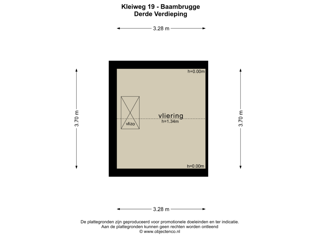 View floorplan of DERDE VERDIEPING of Kleiweg 19