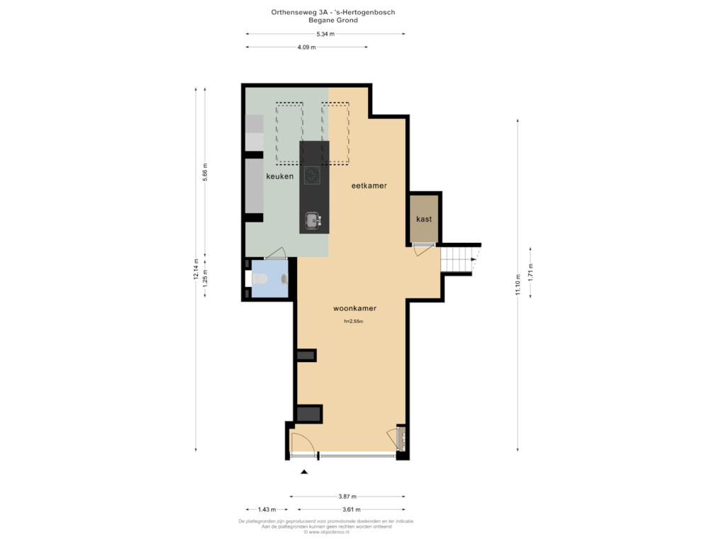 Bekijk plattegrond van Begane Grond van Orthenseweg 3-A