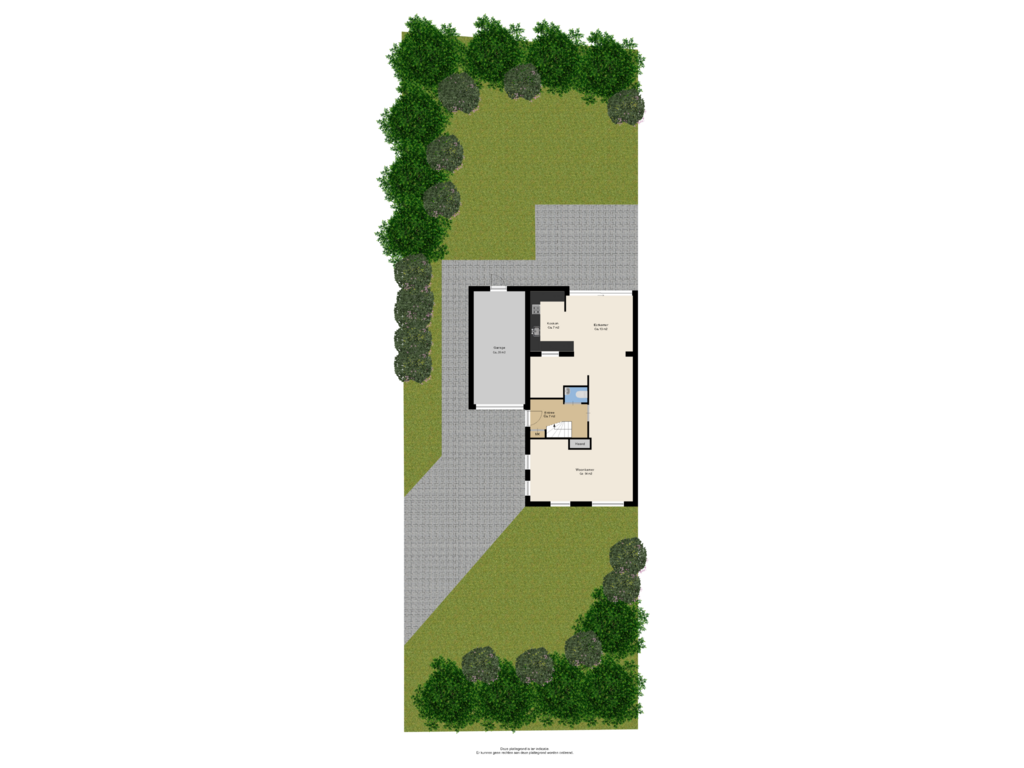 Bekijk plattegrond van Begane grond + tuin van Oosterkamp 12