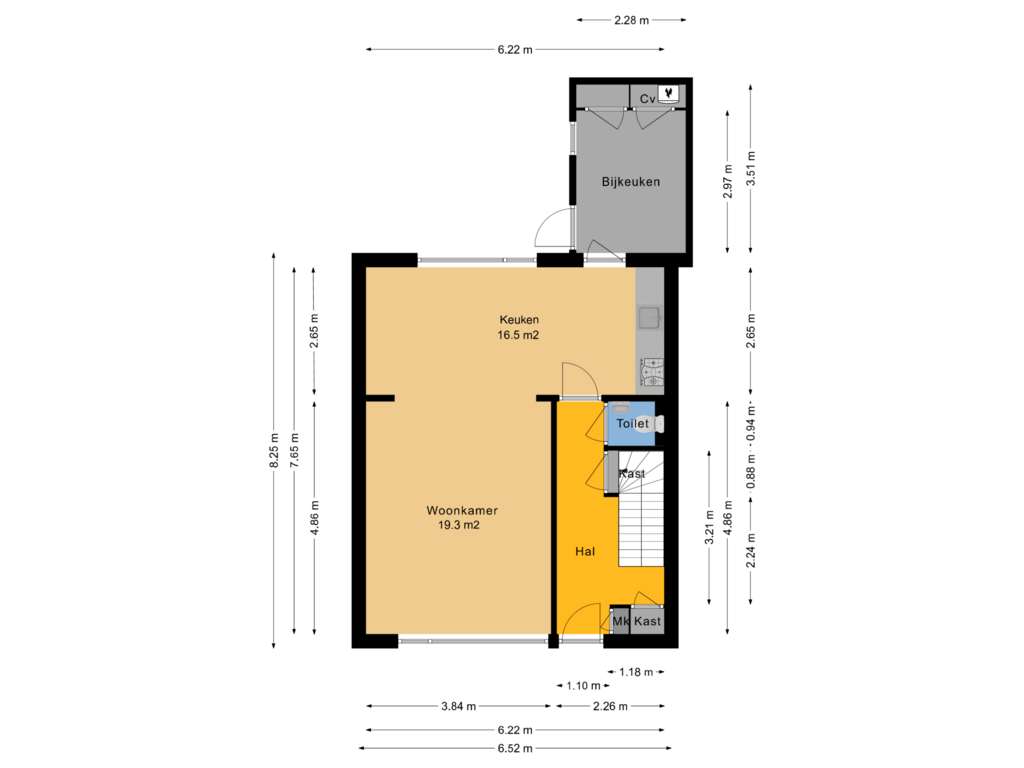 Bekijk plattegrond van Begane grond van Haverstraat 3