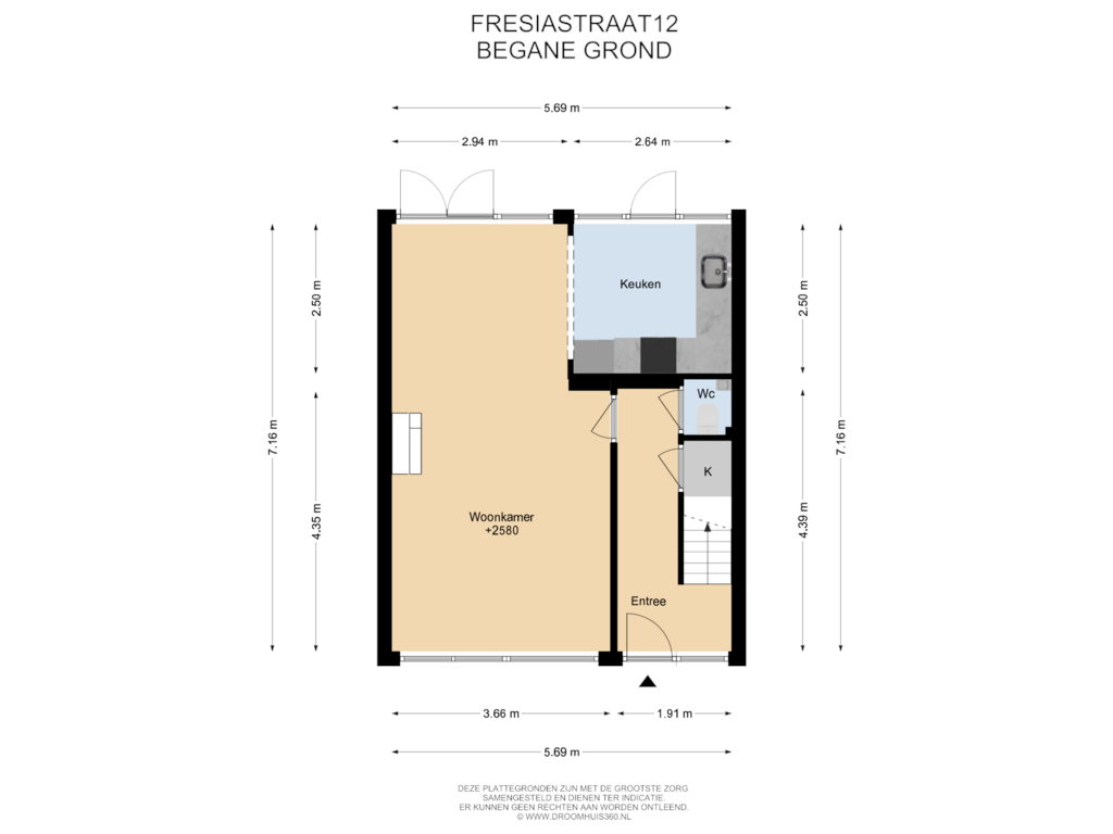 View floorplan of Begane grond of Fresiastraat 12