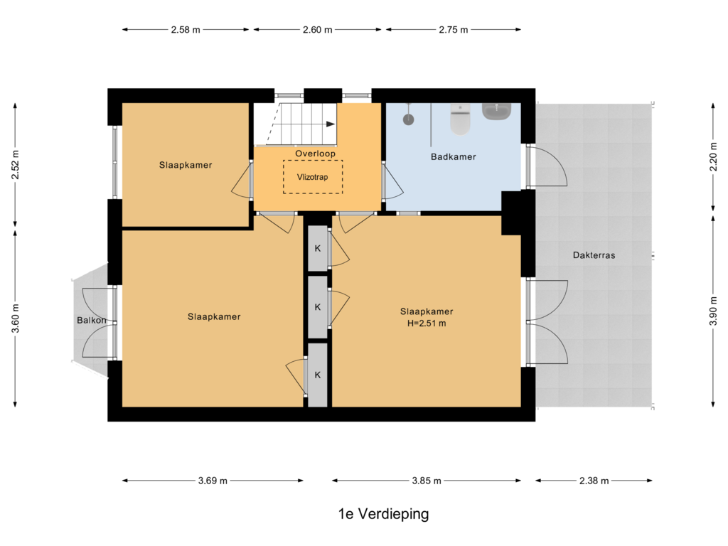 View floorplan of 1e Verdieping of Arnhemseweg 269