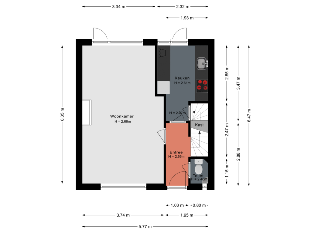 View floorplan of Begane grond of Cabralstraat 19