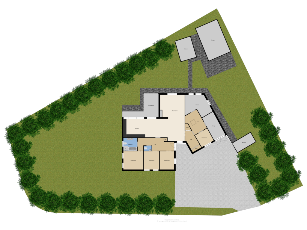 Bekijk plattegrond van Begane grond + tuin van Van Veen's park 6-A