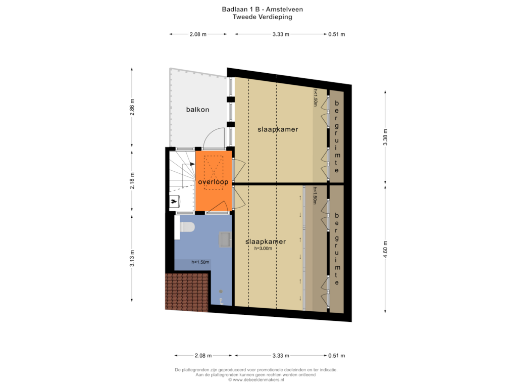 View floorplan of TWEEDE VERDIEPING of Badlaan 1-B