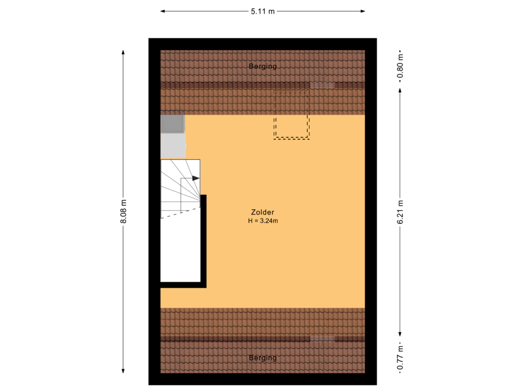 Bekijk plattegrond van Tweede verdieping van Schipperstraat 213