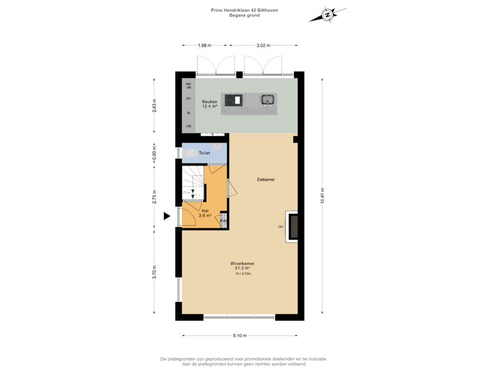 View floorplan of Begane grond of Prins Hendriklaan 42