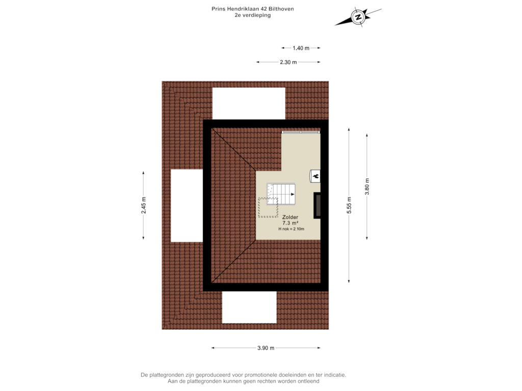 View floorplan of 2e verdieping of Prins Hendriklaan 42