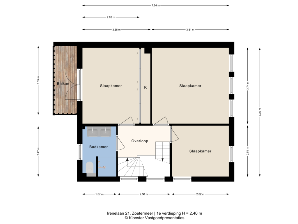 View floorplan of 1e verdieping of Irenelaan 21