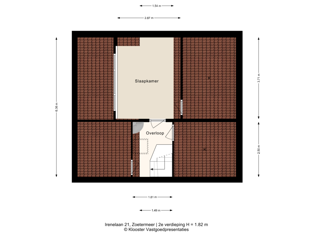 View floorplan of 2e verdieping of Irenelaan 21