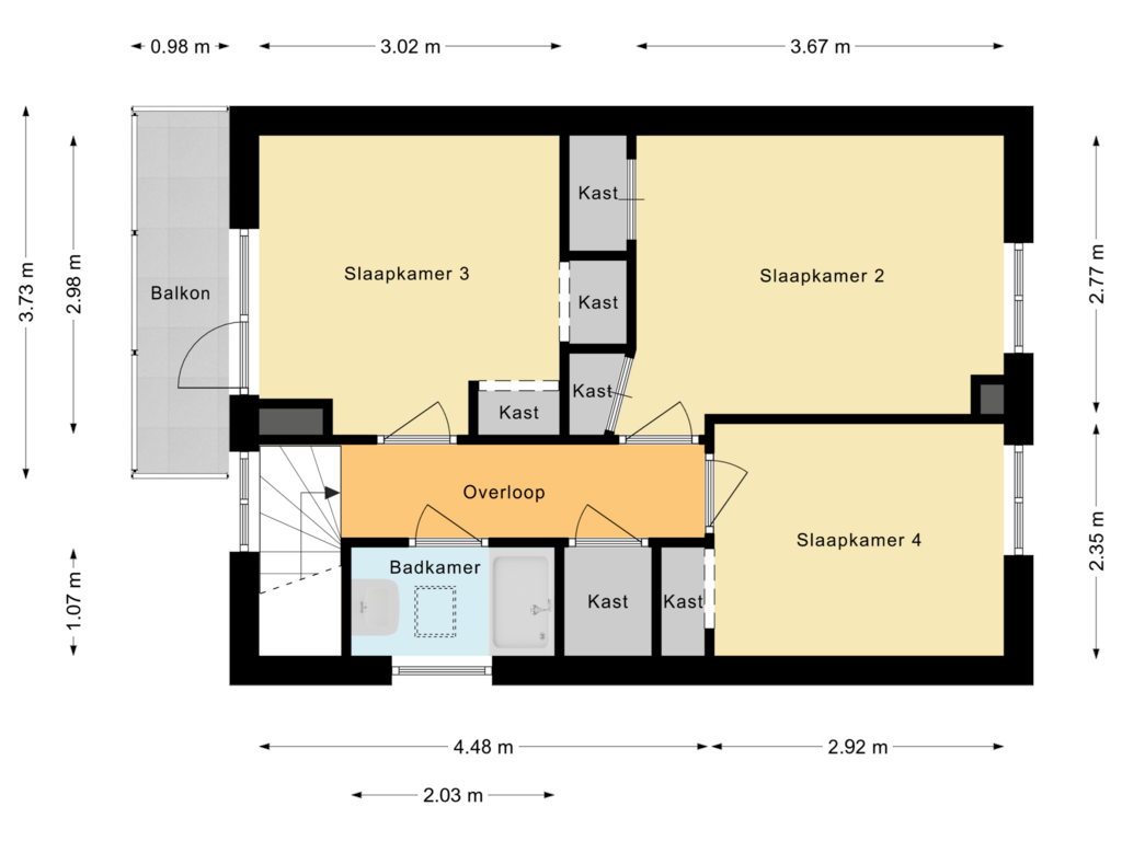 Bekijk plattegrond van Eerste Verdieping van Veerstraat 3