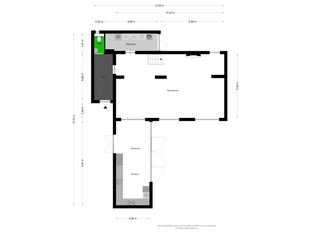 View floorplan of Beagne Grond of Vlierlaan 96