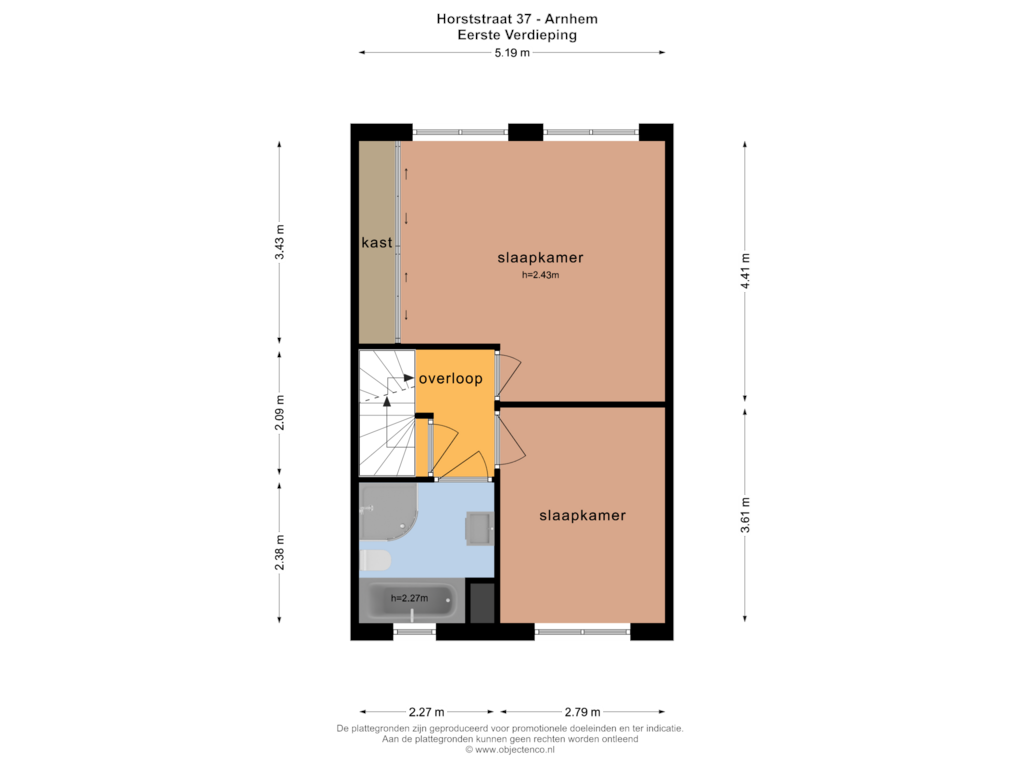 Bekijk plattegrond van EERSTE VERDIEPING van Horststraat 37