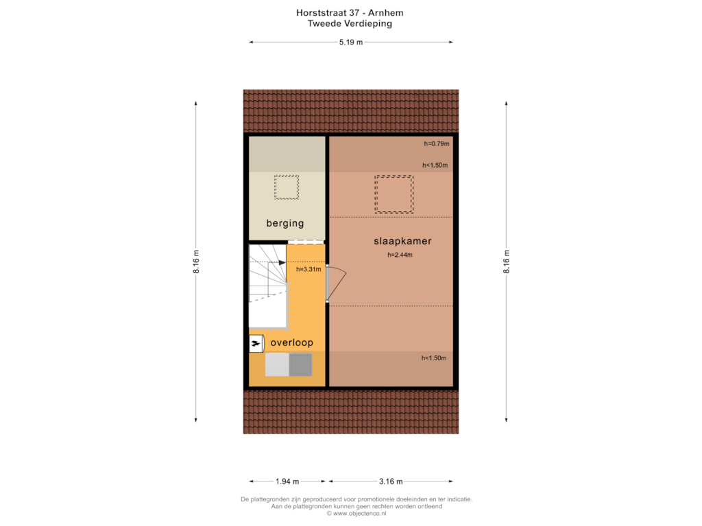 Bekijk plattegrond van TWEEDE VERDIEPING van Horststraat 37