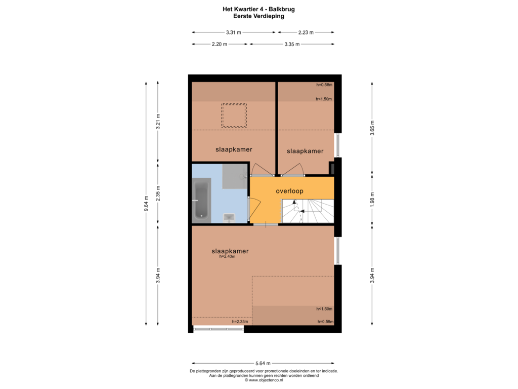 Bekijk plattegrond van EERSTE VERDIEPING van Het Kwartier 4