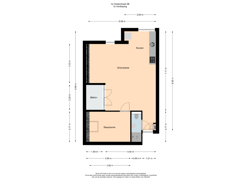 Bekijk plattegrond van First floor van 1e Oosterstraat 2-B