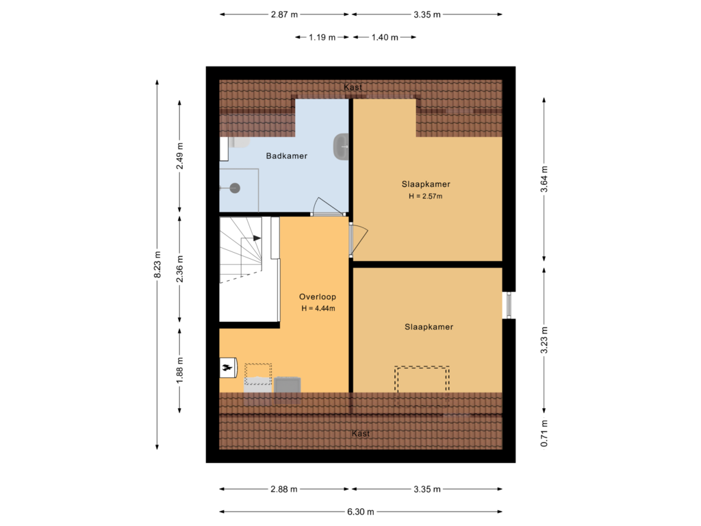 View floorplan of Tweede verdieping of Schiestraat 108