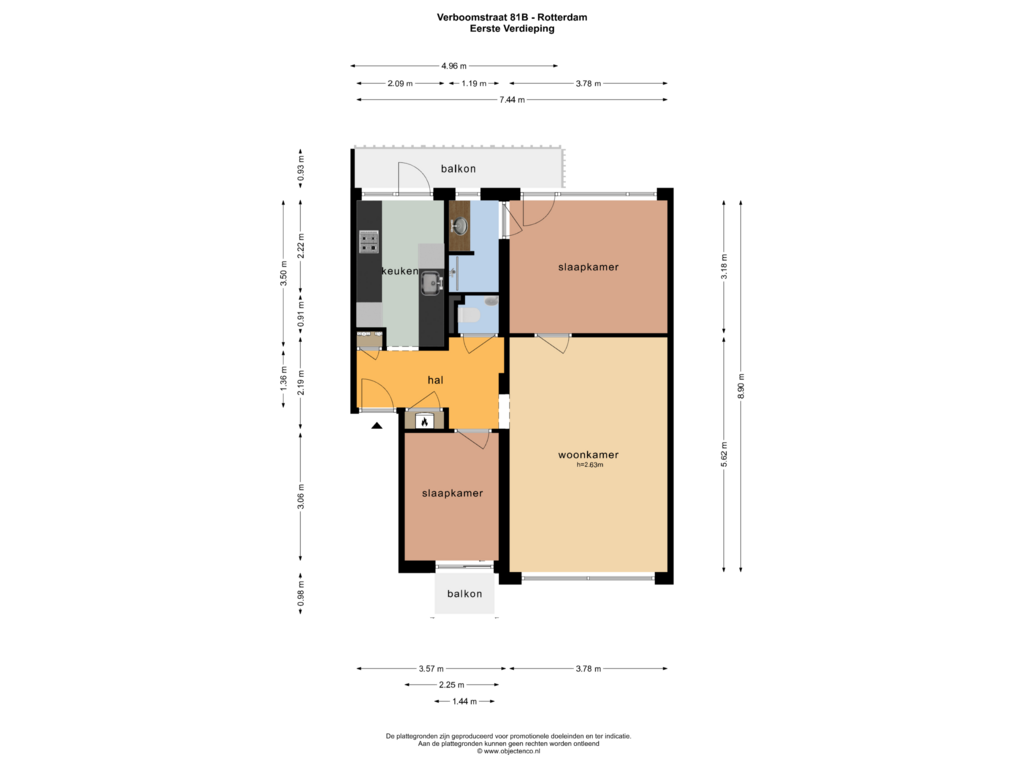 View floorplan of EERSTE  VERDIEPING of Verboomstraat 81-B