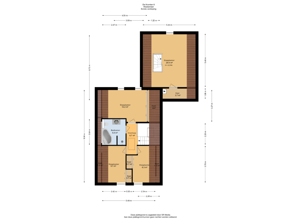 View floorplan of Eerste verdieping of De Kromten 6