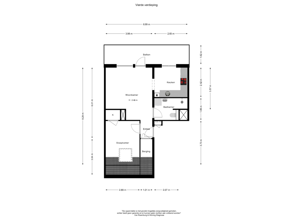 View floorplan of Vierde verdieping of Lutmastraat 131-D