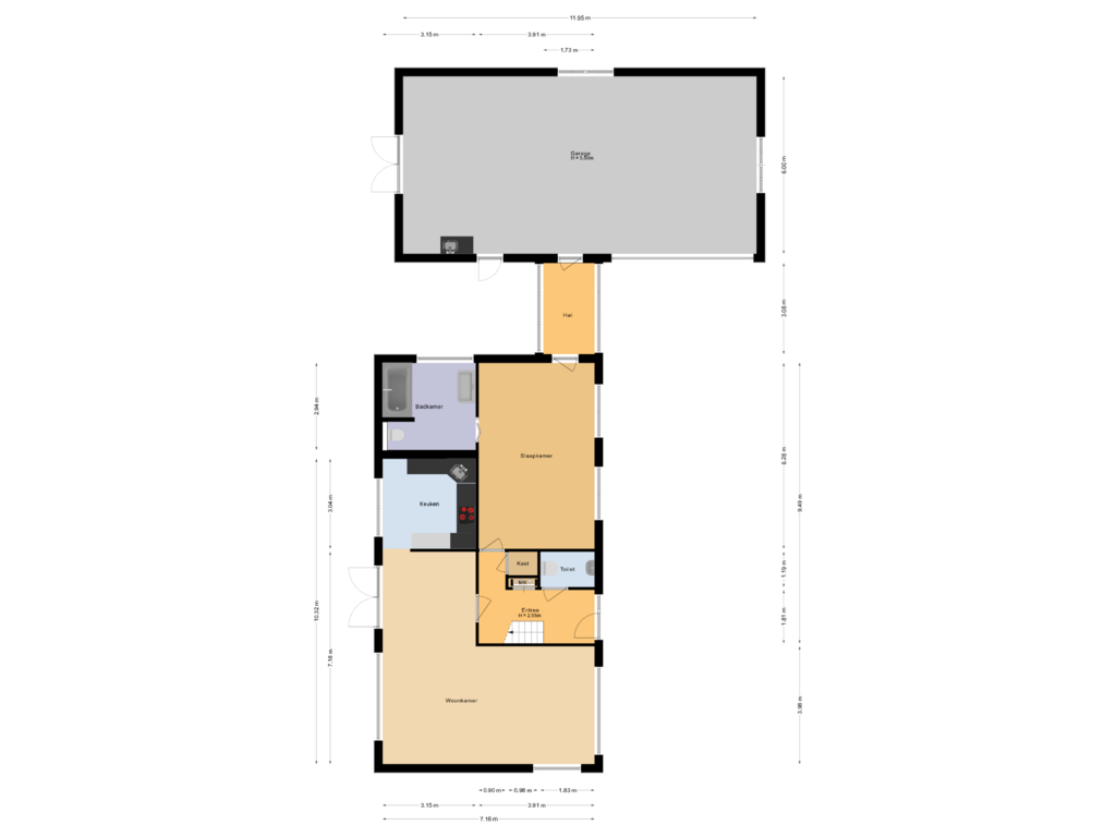 View floorplan of Begane grond of Hogestraat 9