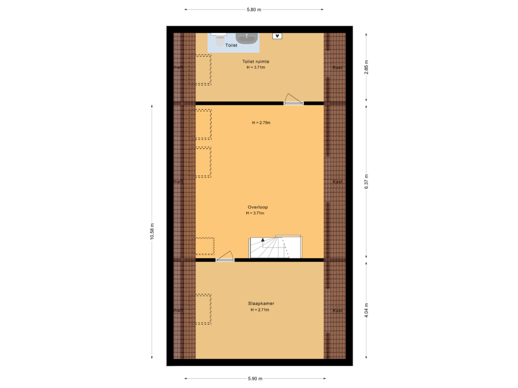 View floorplan of Eerste verdieping of Hogestraat 9