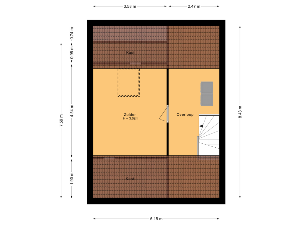 Bekijk plattegrond van Tweede verdieping van Plantage 29