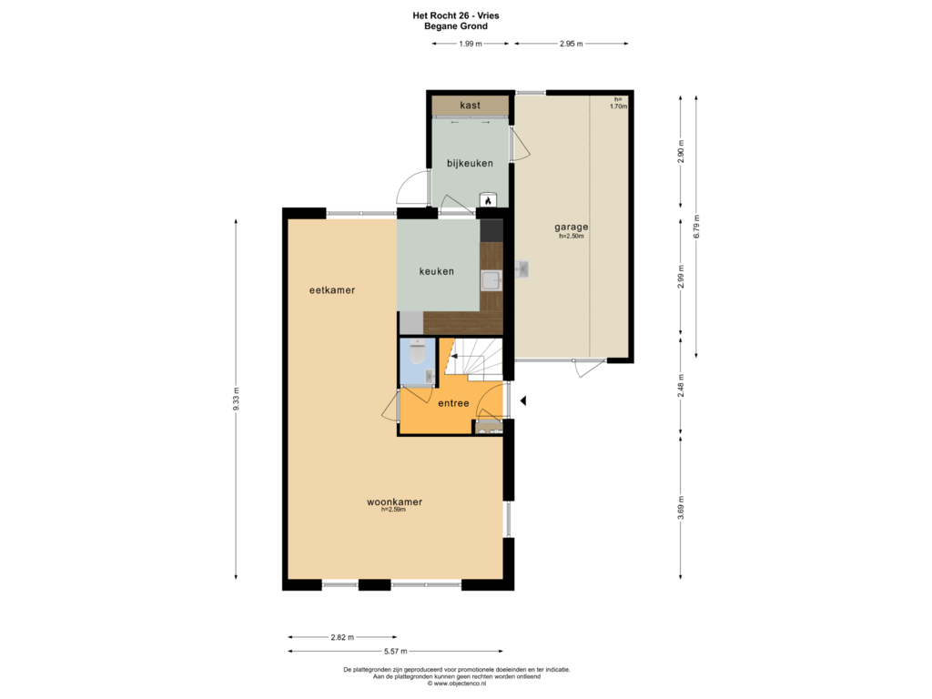 Bekijk plattegrond van BEGANE GROND van Het Rocht 26