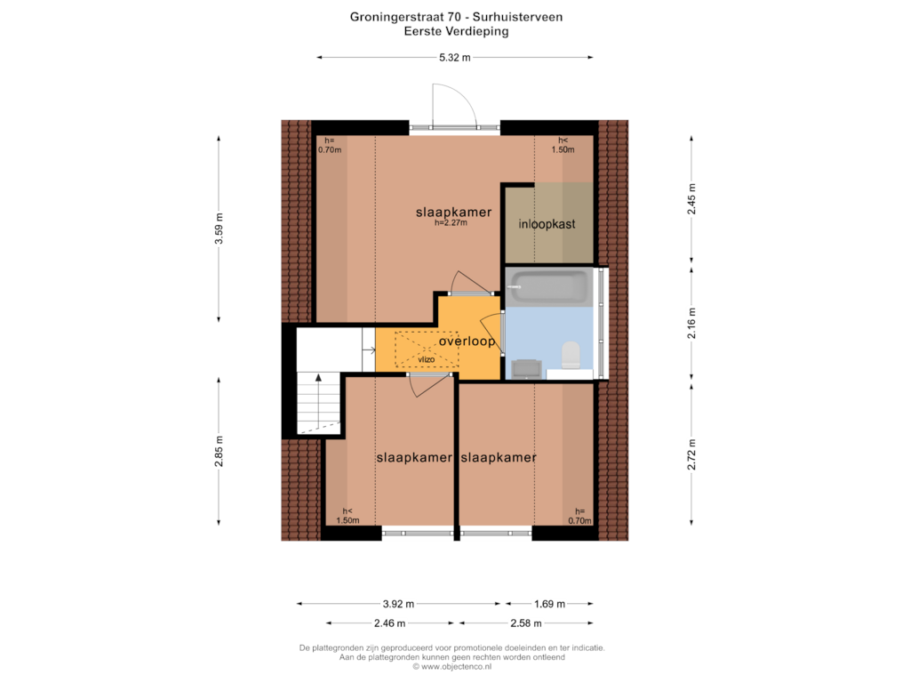 Bekijk plattegrond van EERSTE VERDIEPING van Groningerstraat 70