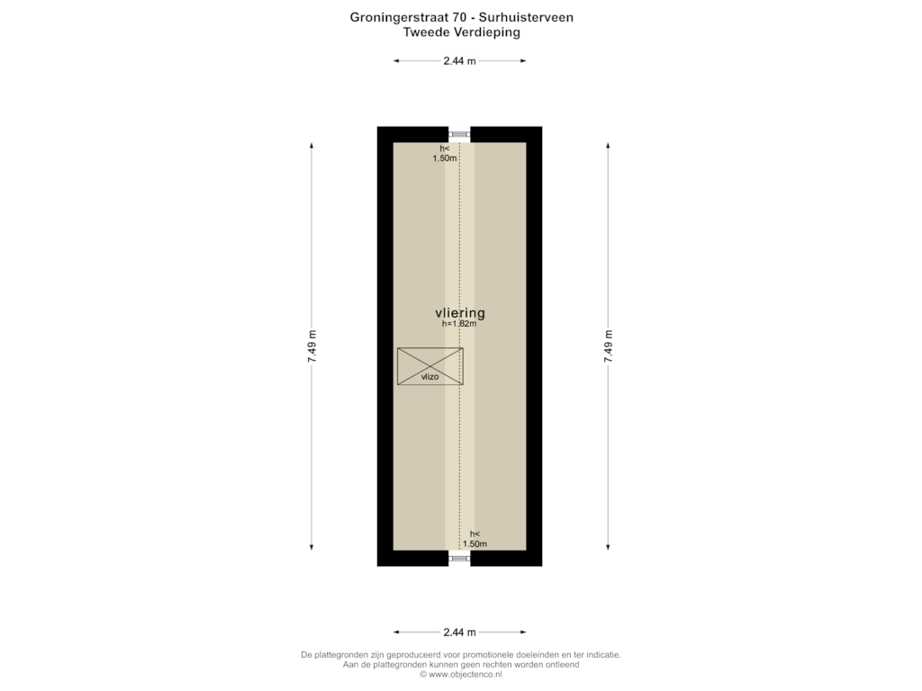 Bekijk plattegrond van TWEEDE VERDIEPING van Groningerstraat 70