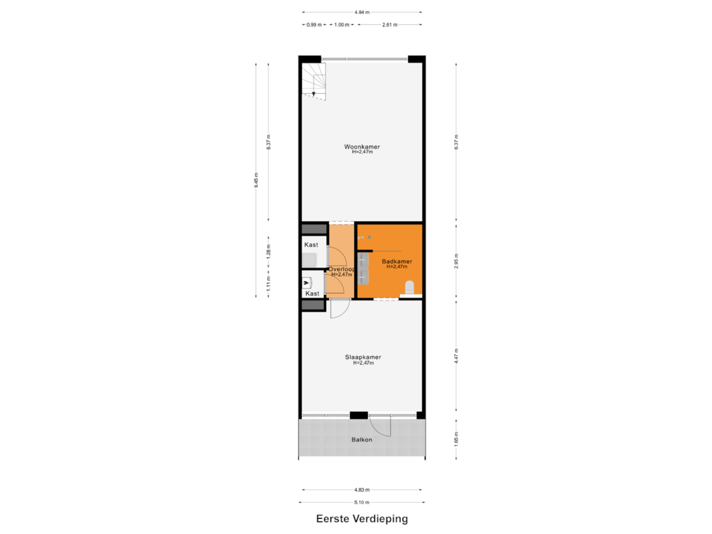 Bekijk plattegrond van Eerste Verdieping van Akersteenweg 58-C04