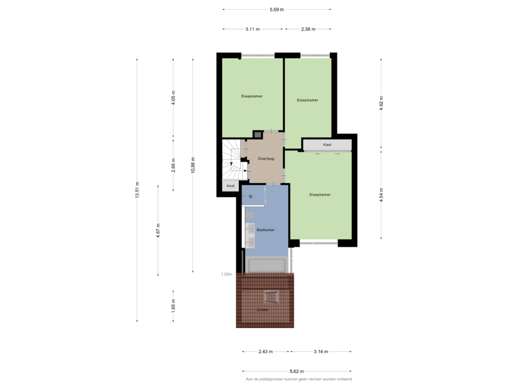 View floorplan of Eerste verdieping of Kloosterwiel 23