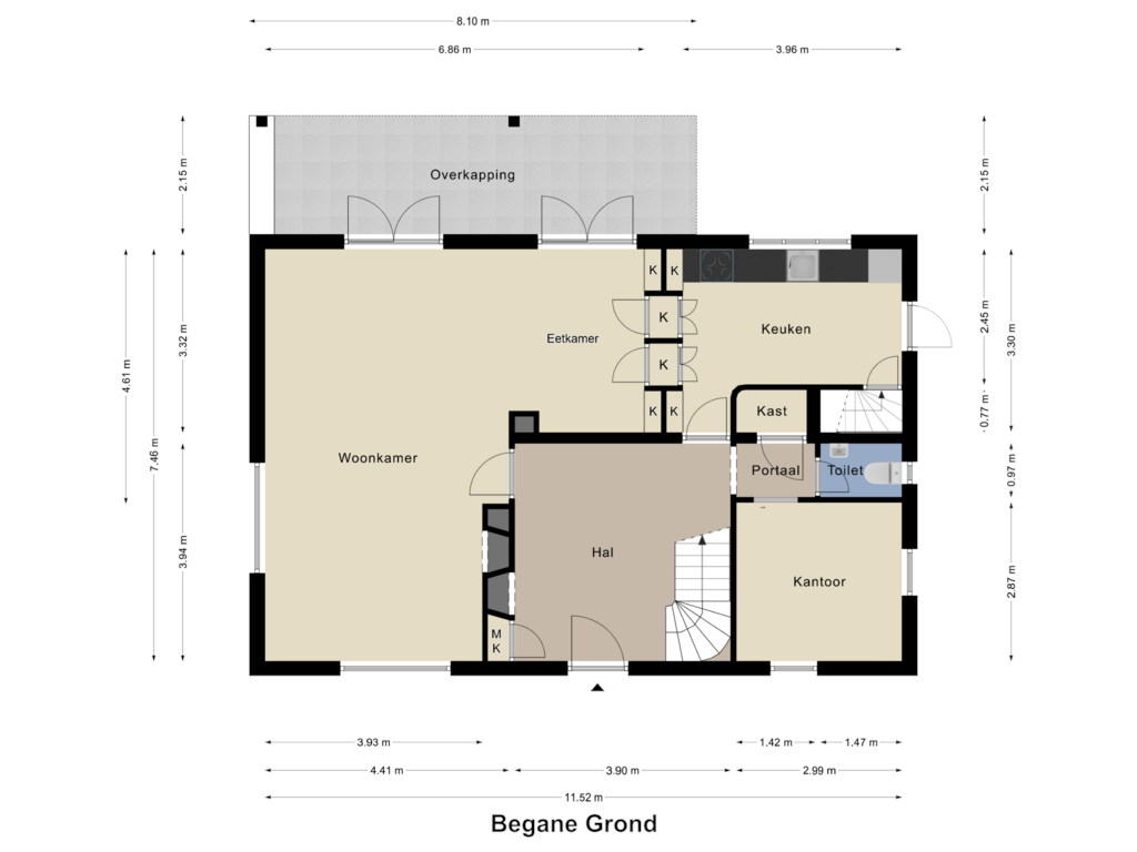 Bekijk plattegrond van Begane Grond van Recollectenstraat 7