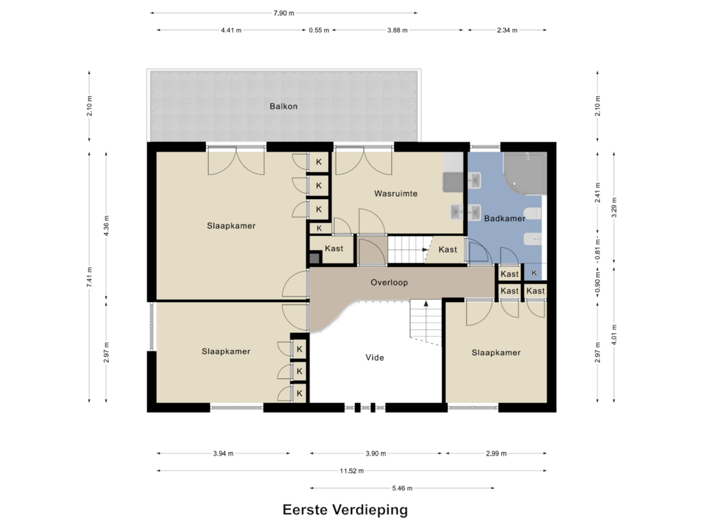 Bekijk plattegrond van Eerste Verdieping van Recollectenstraat 7