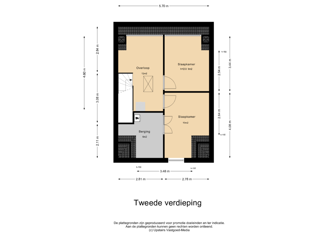 View floorplan of Tweede verdieping of Jean Perrinstraat 7