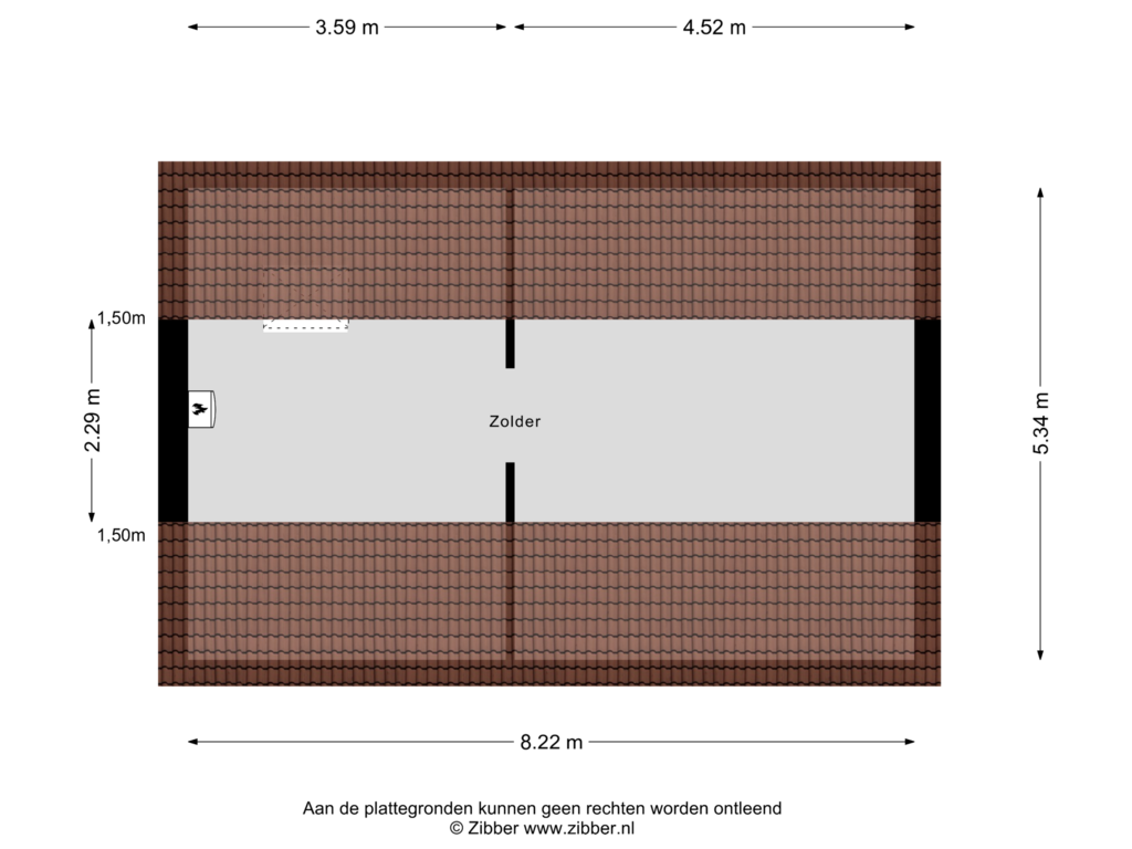 View floorplan of Zolder of Voorschoterweg 71-B