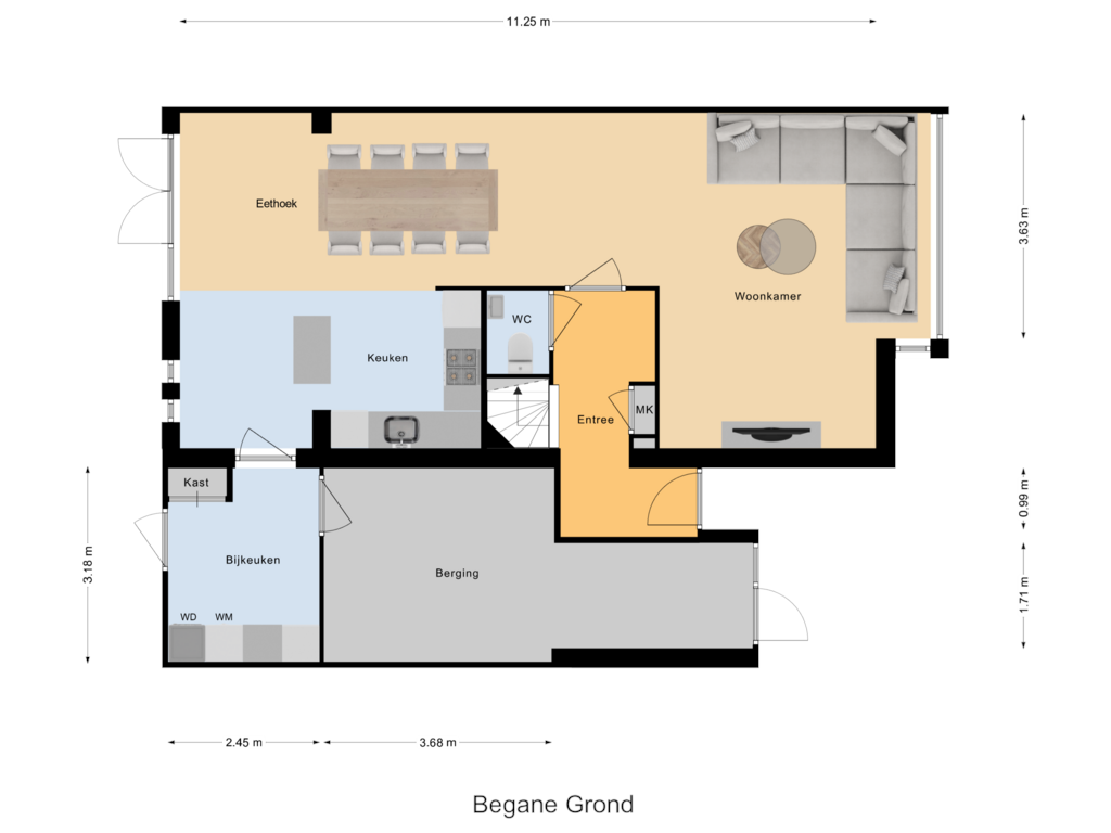 View floorplan of Begane Grond of van Loonstraat 9