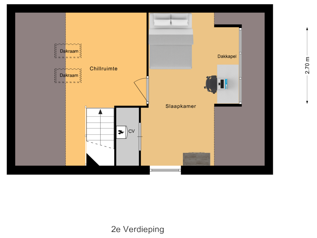 View floorplan of 2e Verdieping of van Loonstraat 9