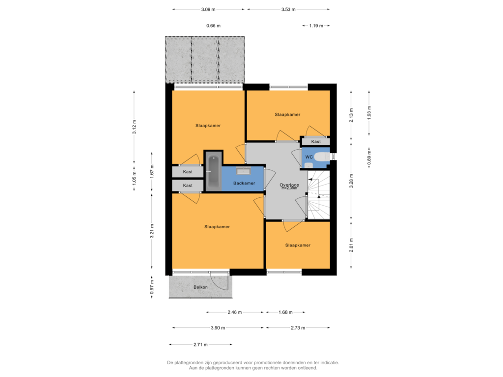 View floorplan of 1e verdieping of Amsivarilaan 27