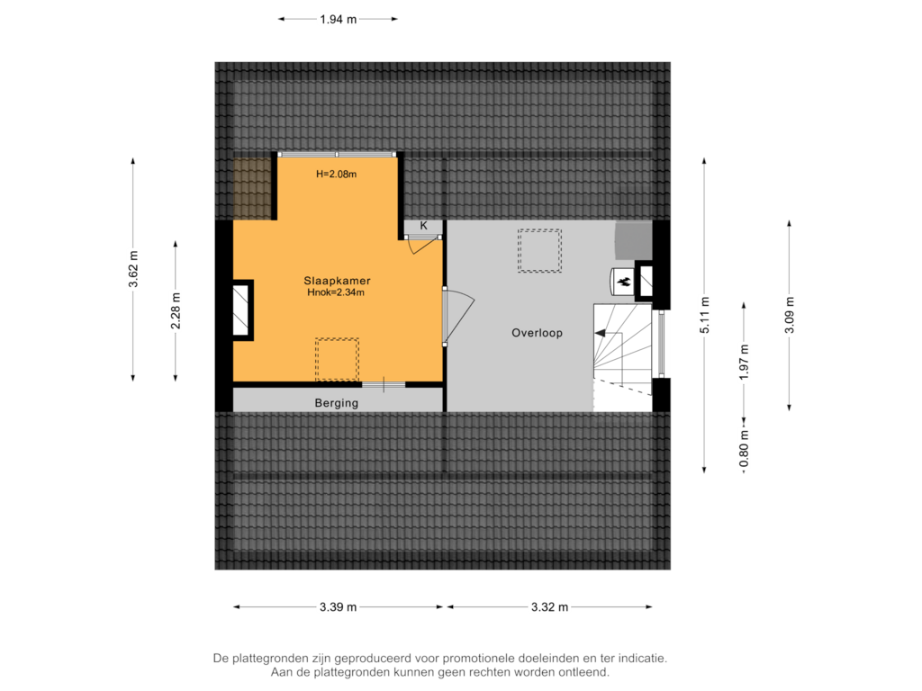 View floorplan of 2e verdieping of Amsivarilaan 27