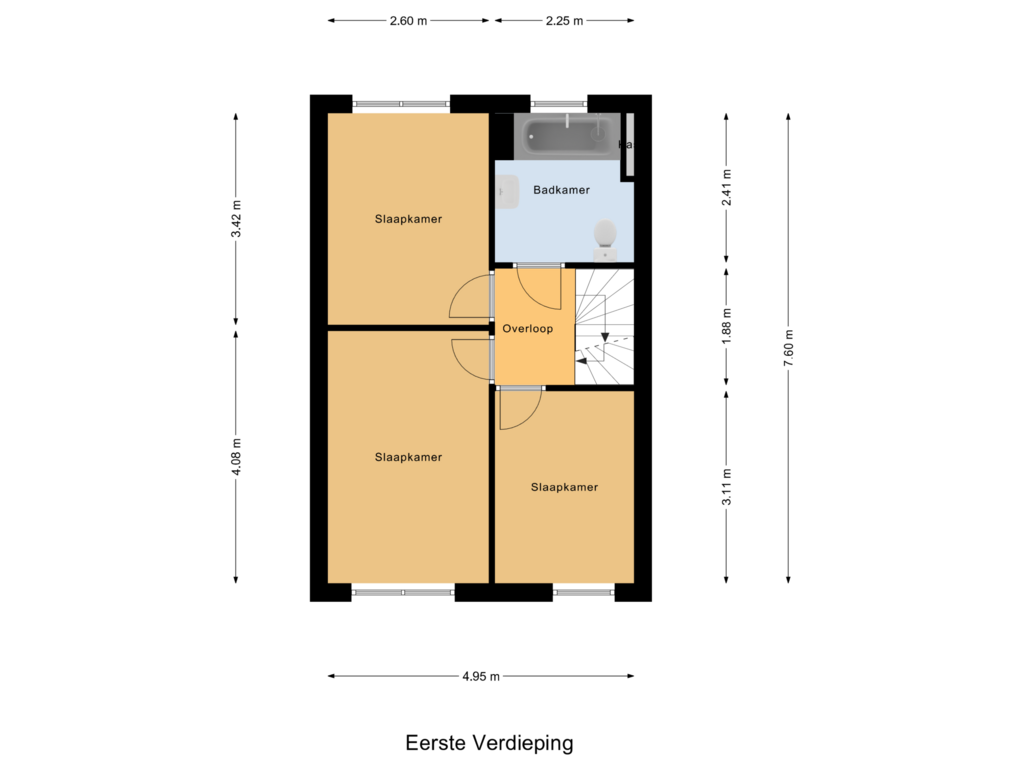 View floorplan of Eerste Verdieping of Stormezandeweg 35